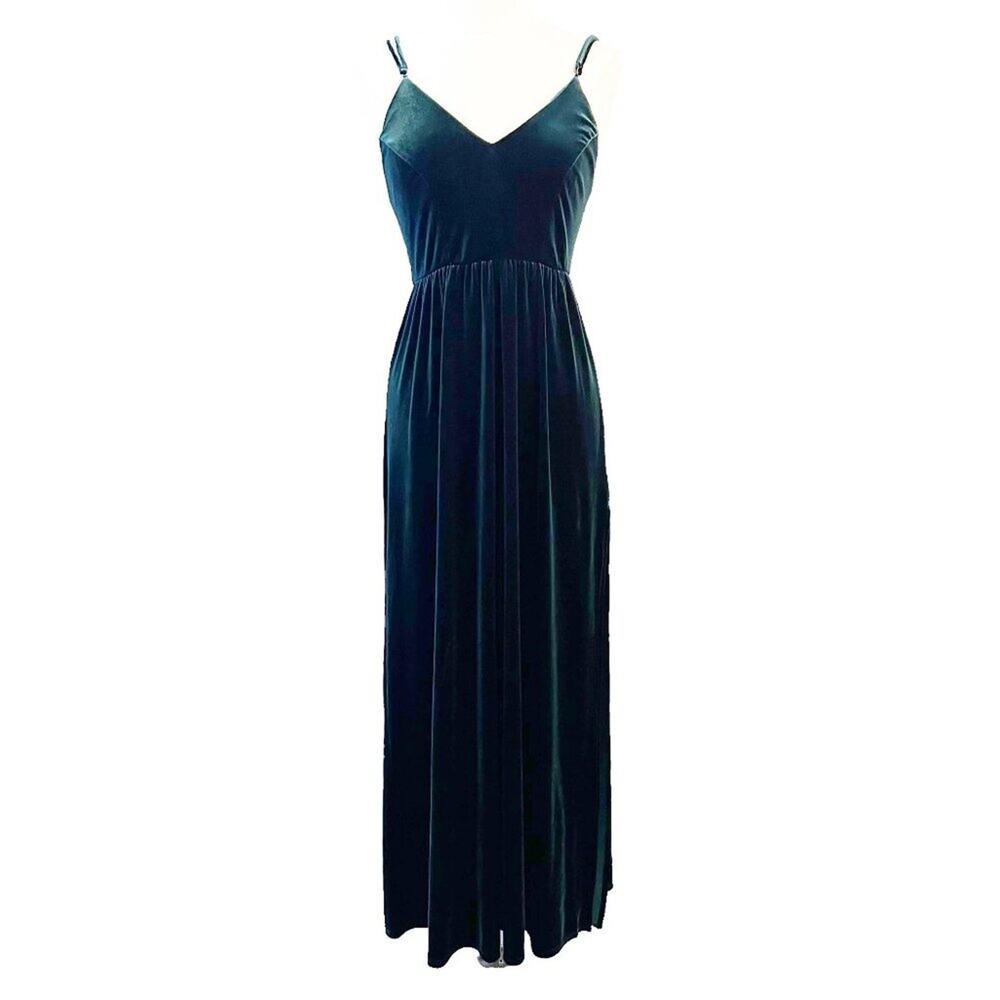 LULU'S Final Song Dark Green Velvet Maxi Dress S